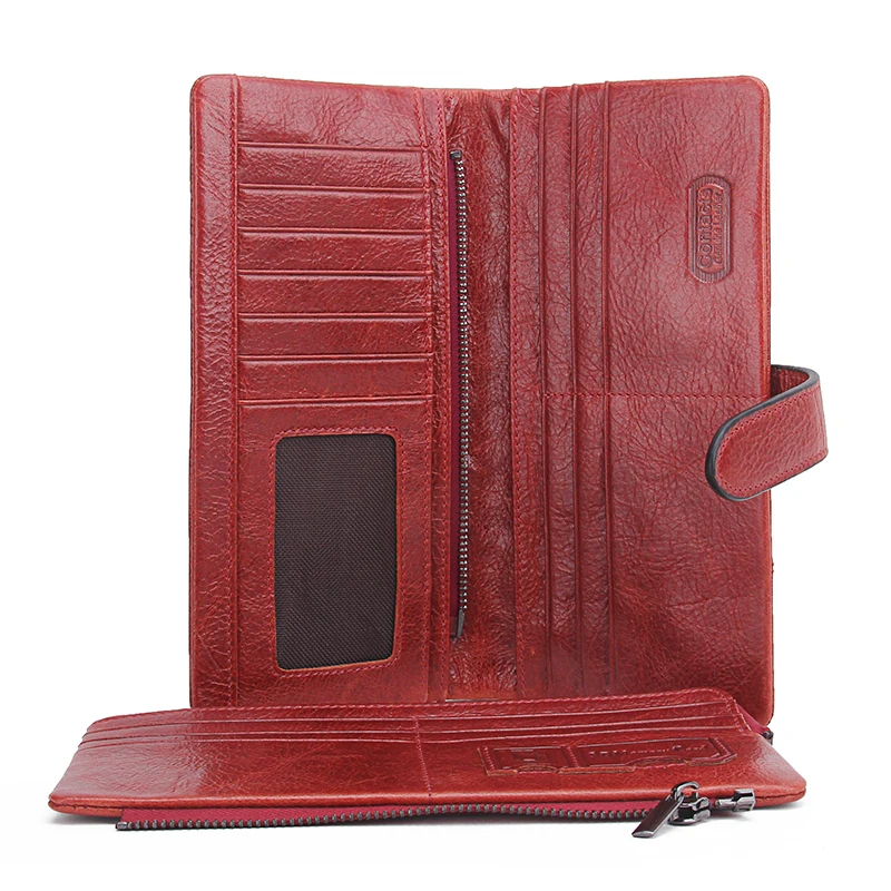 Женские кошельки из натуральной воловьей кожи Contact's модный кошелек держатель