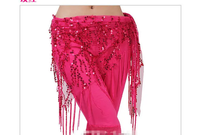 Hot Pink Цепочка для танца живота, индийский танец, набедренный шарф с блестками, пояс для танца живота, пояс для танца живота, набедренный шарф, 9 цветов - Цвет: Hot Pink