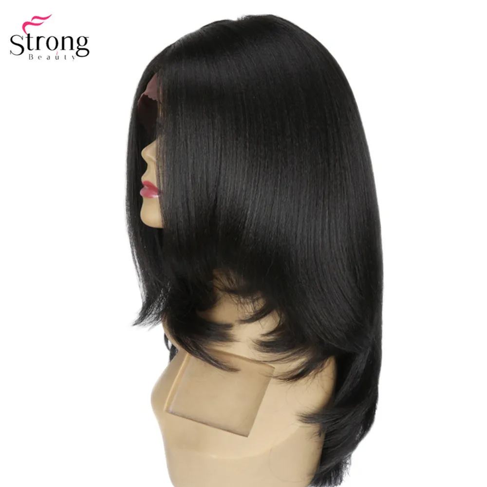 StrongBeauty синтетические парики для женщин Yaki прямые волосы каскадом черный синтетический парик
