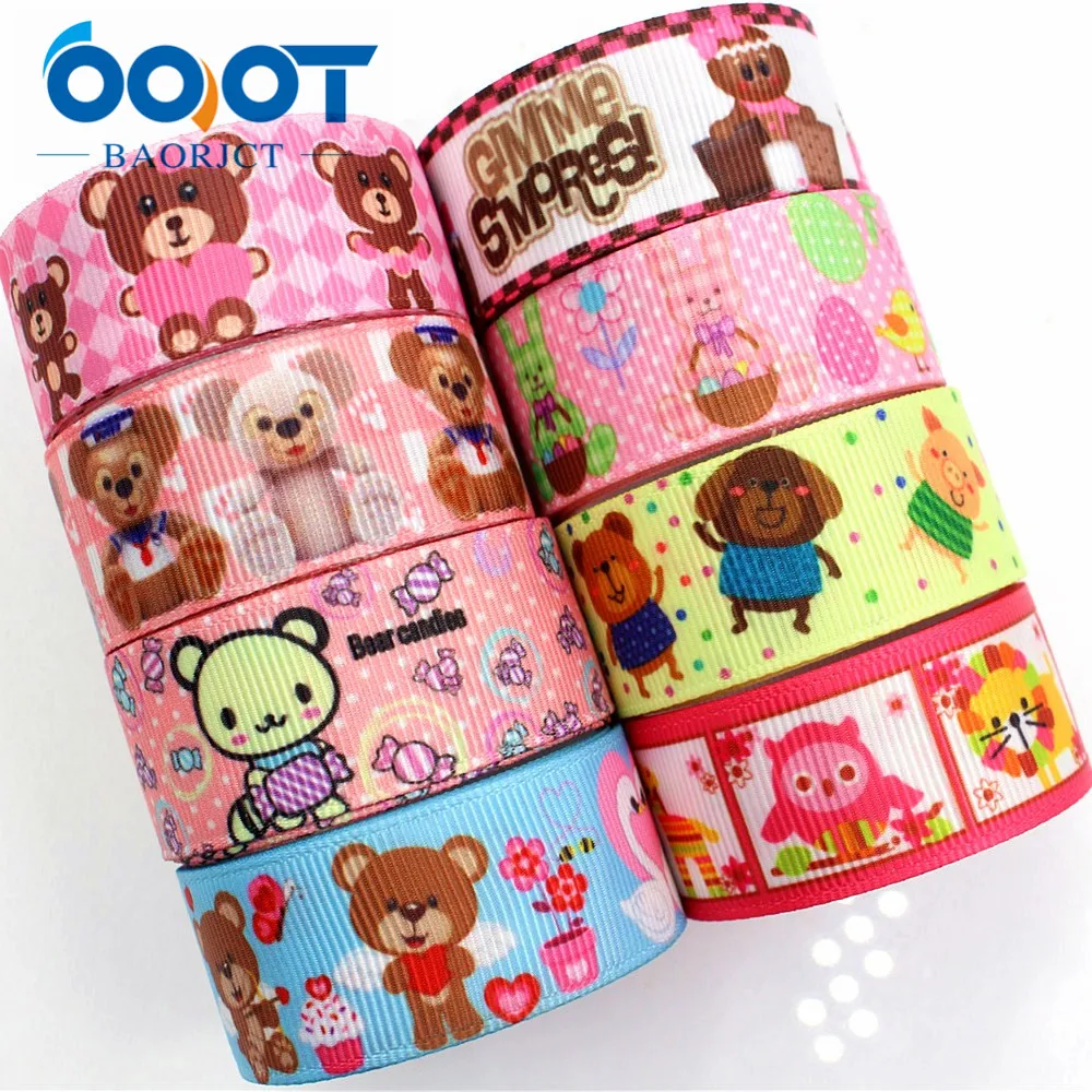 

OOOT BAORJCT 176137 22mm 8 yard Cartoon Ribbons Thermal transfer Printed grosgrain Wedding Accessories DIY handmade material