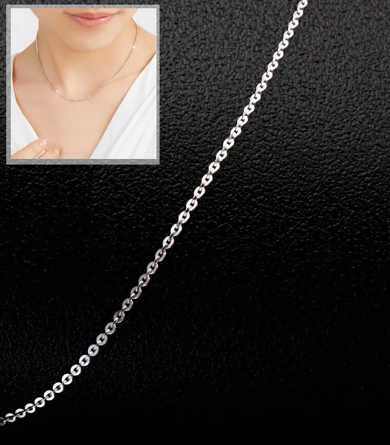

Delicate PT950 Platinum Real White Solid Gold Clavicle O Link Cable Chain Necklaces for Women 43cm/ 45cm Wedding Jewelry Gift