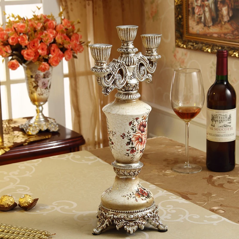 Европейский домашний декор из смолы три украшения для гостиной подсвечник