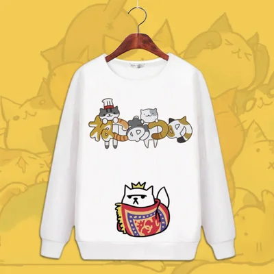 Модные костюмы для косплея Neko Atsume, толстовки с капюшоном и длинными рукавами, рисунок милой кошки, топы, зимние толстовки - Цвет: 11