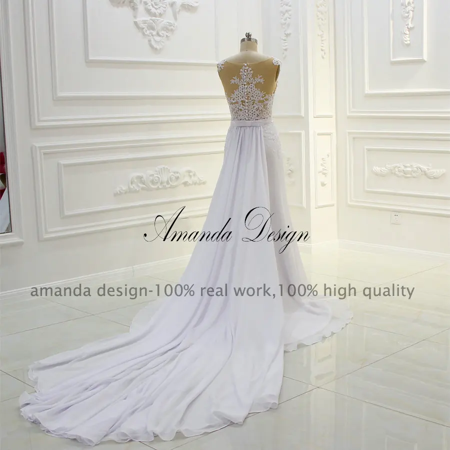 Аманда Novias простой элегантный облегающие Свадебные платья с шифоновым шлейфом Vestidos de Novias халат де mariée