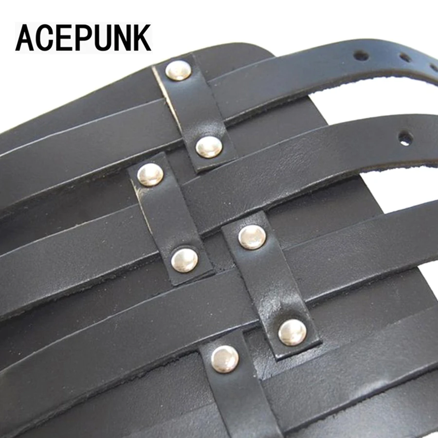 

Fashion 4 Buckles Metal Leather Bracer Punk Style Wrist Party Wide Mens Bracelet Adjustable Wristband Pulseira Masculina