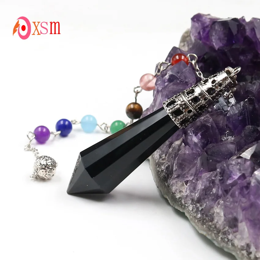 Xinshangmie натуральные черные Агаты маятник Dowsing шестиугольная Призма Пирамида