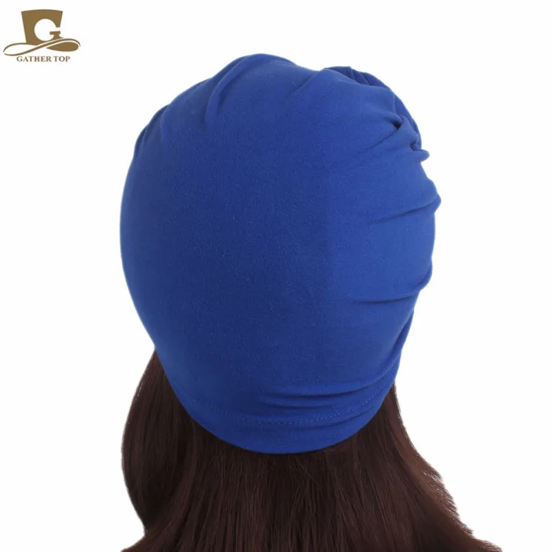 

Women Turban Top Knot Flower Decor Headwrap Muslim Ladies Hair Cover Warm Hat Beanie Head Wear Solid Color Cap Hair Accessories