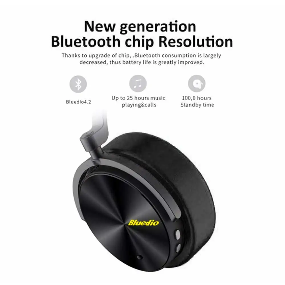 Bluedio T5, активные наушники с шумоподавлением, беспроводная Bluetooth гарнитура, музыкальные спортивные наушники с микрофоном для телефона, ПК