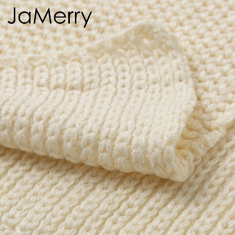 JaMerry Vintage striped knitted cardigan women 2019 Autumn winter long sweater female Casual pockets loose lady beige cardigans |