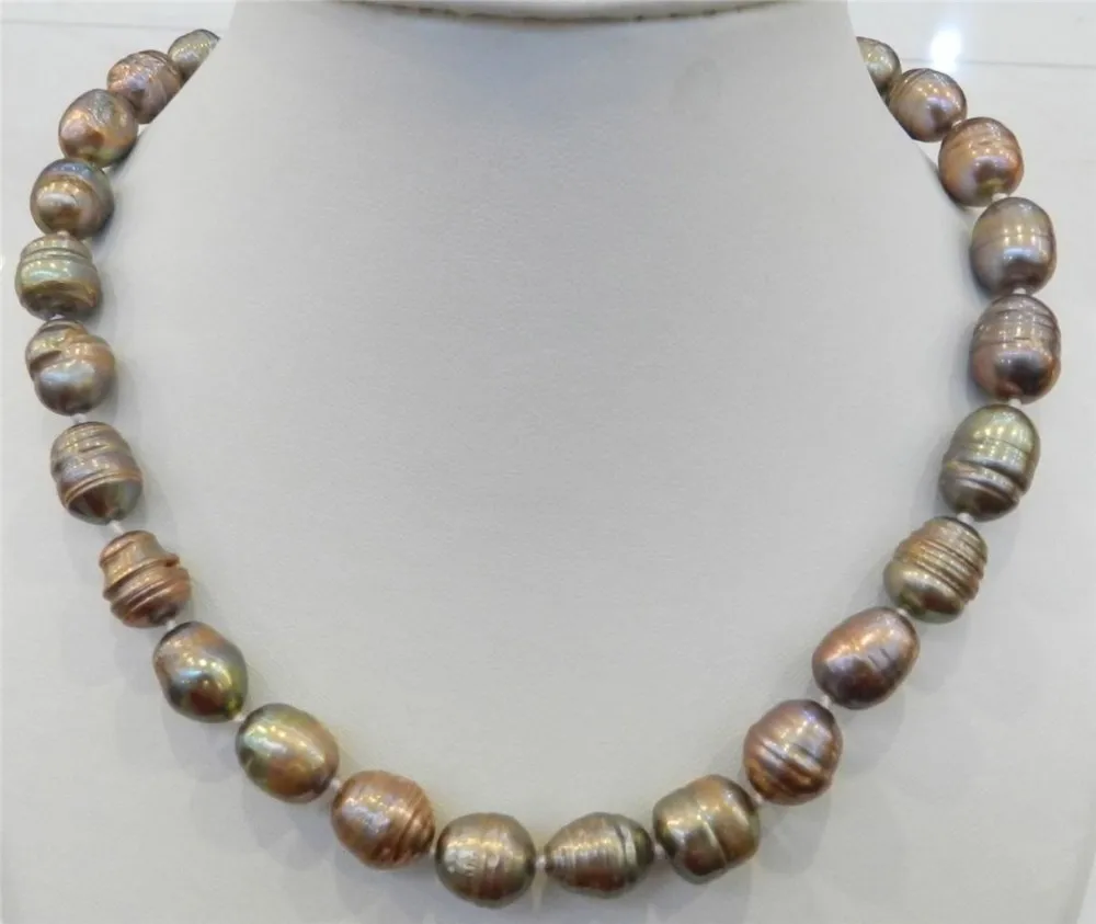 

Free shopping! 10-11MM CHAMPAGNE NATURAL TAHITIAN PEARL NECKLACE 18" AAA