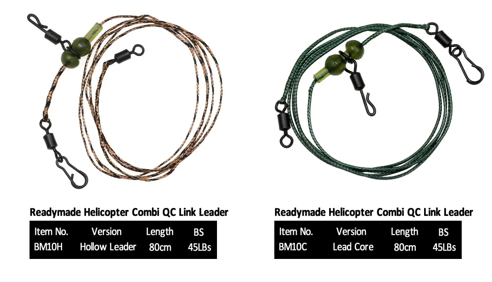 Bimoo 1 шт. 45LB готовые Карп Рыбалка Лидер Rig Line Combi Rig Safty клип вертолет Rig бег Rig полые и привести Core