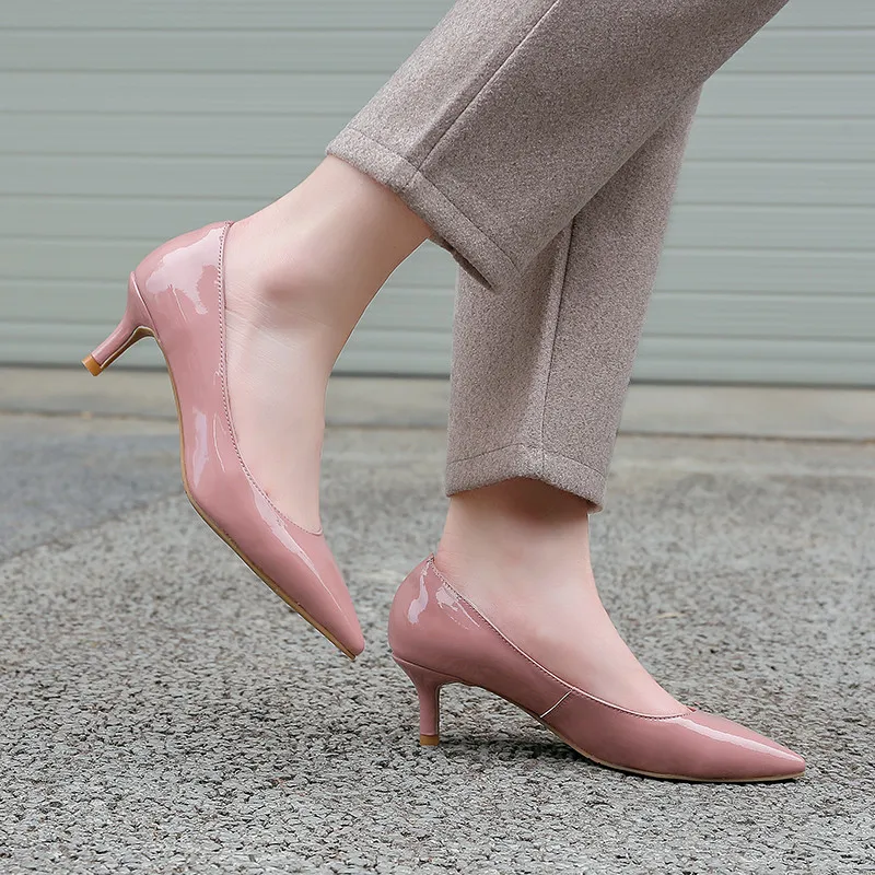 

ASUMER Large size 34-45 fashion pumps women shoes pointed toe shallow high heels genuine leather shoes elegant wedding shoes
