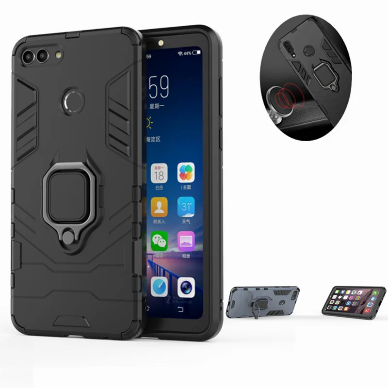 Ударопрочный защитный чехол для Huawei Y9 2018 TPU + PC Автомобильное магнитное кольцо