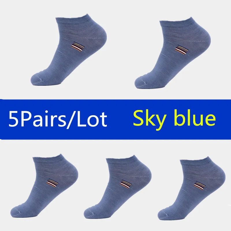 WZ004-sky blue-5pair 5 пар/лот сезон: весна–лето Для мужчин Хлопковые короткие носки для Для Мужчин's Бизнес Повседневное короткие мужские носки тапочки Meias - Цвет: WZ004-sky blue-5pair