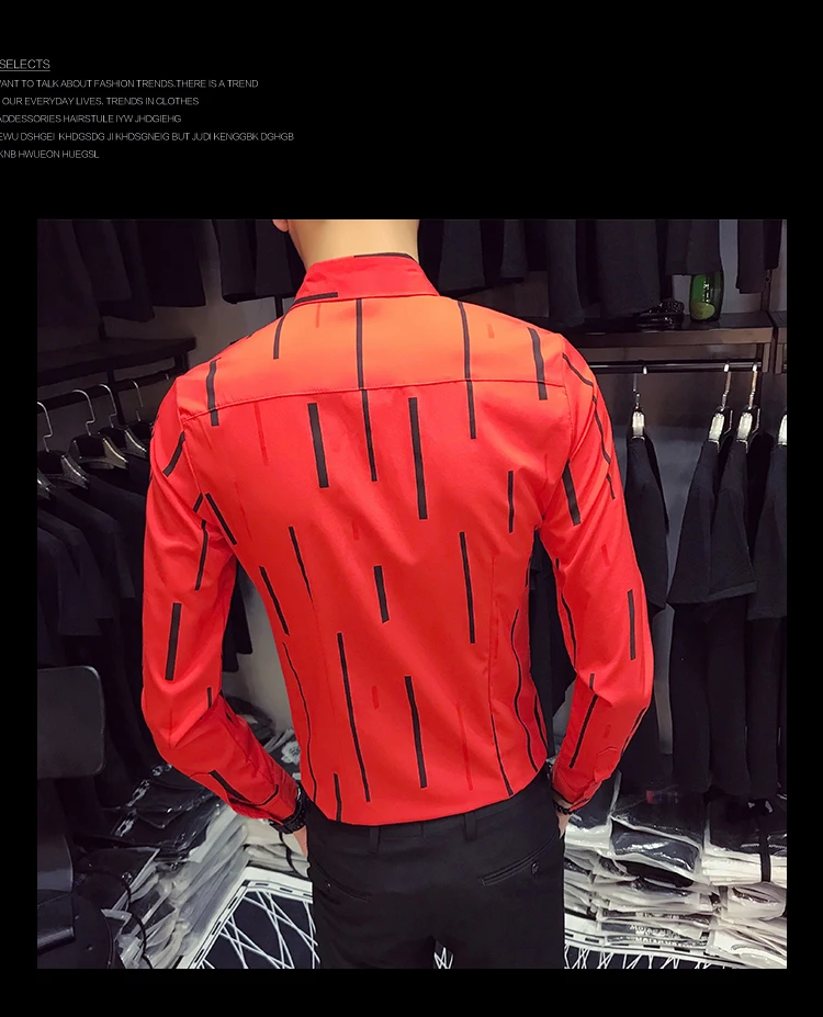 Высококачественная Мужская рубашка, корейский бренд, новинка, приталенная, с принтом, деловая, рабочая рубашка, мужская, с длинным рукавом, в полоску, повседневная, мужская рубашка, 5XL-S