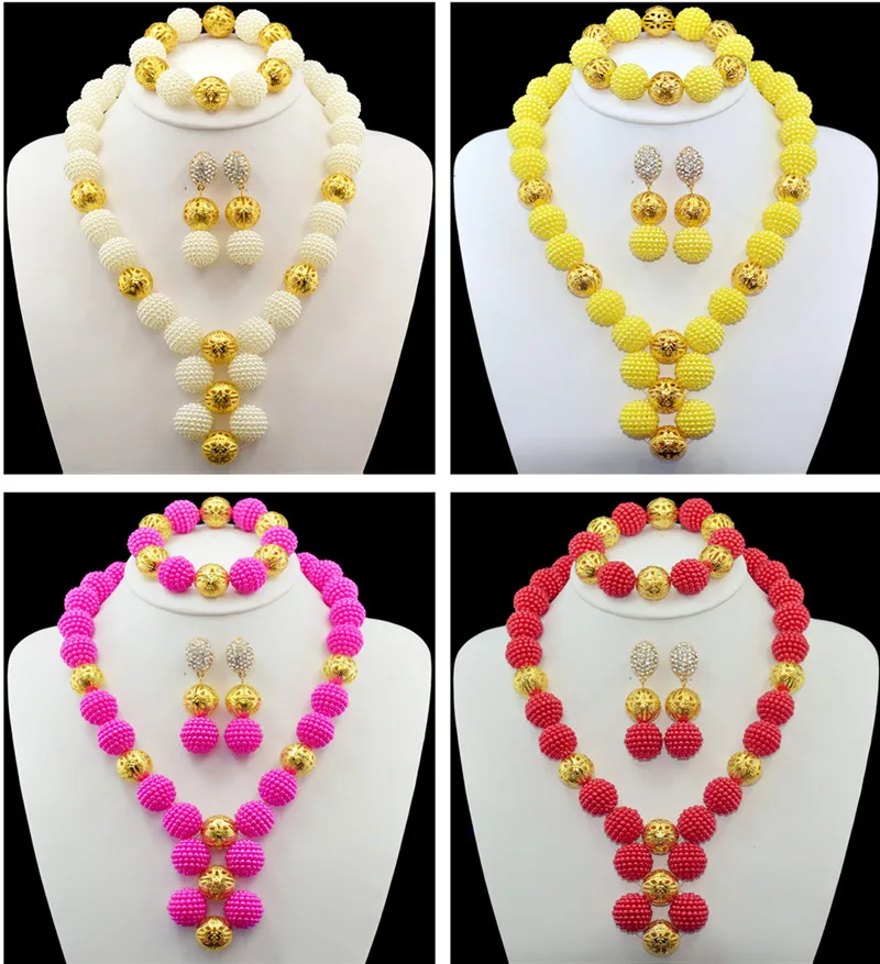 Розовый Красный жемчуг свадебные ювелирные изделия невесты костюмы Африка