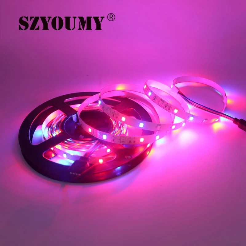 SZYOUMY 50 м (10 комплектов) RGB 2835 светодиодная полоса света 60LED/M без водонепроницаемого