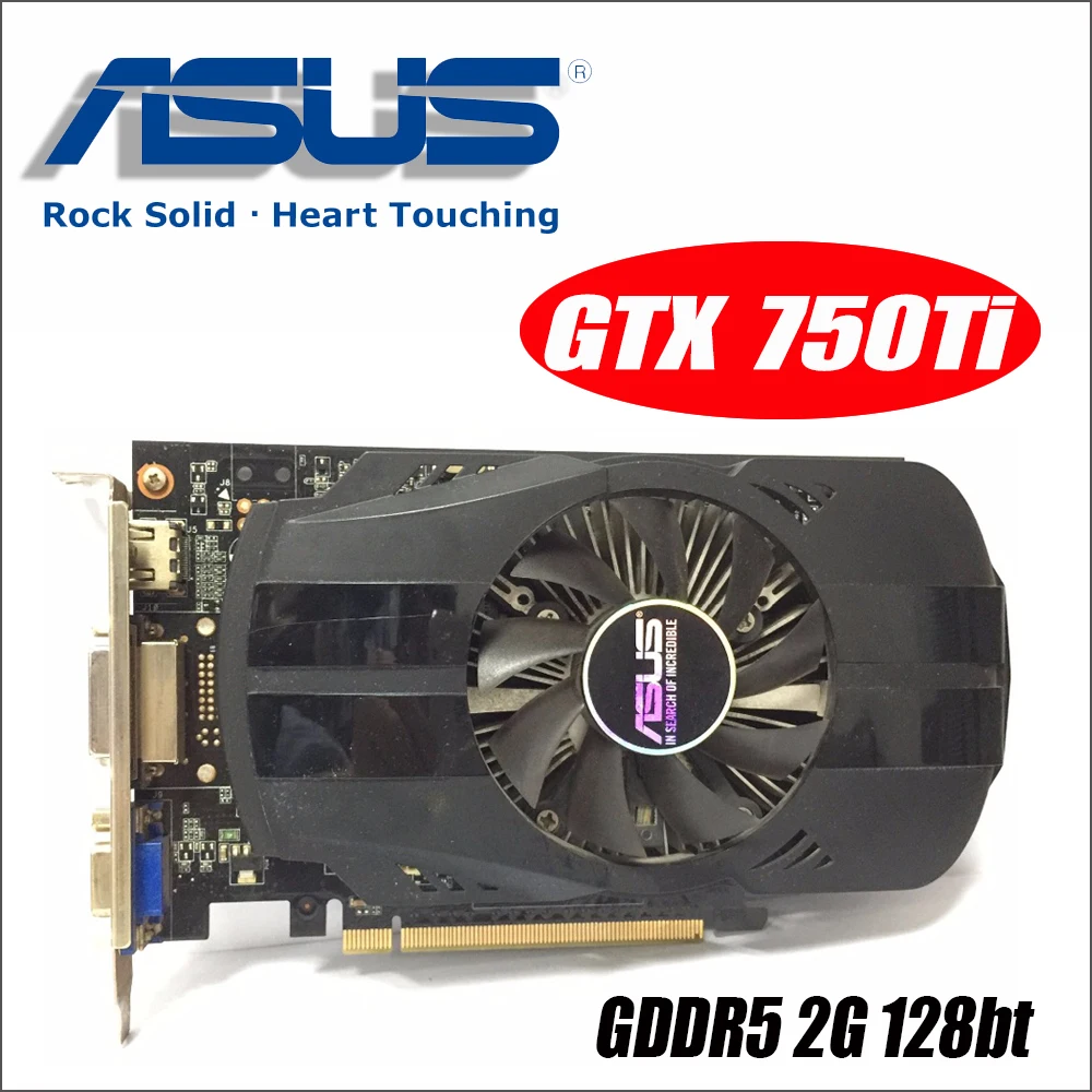 Asus GTX-750TI-OC-2GB GTX750TI GTX 750TI 2G D5 DDR5 128 бит ПК настольные видеокарты PCI Express 3,0 компьютер GTX 750