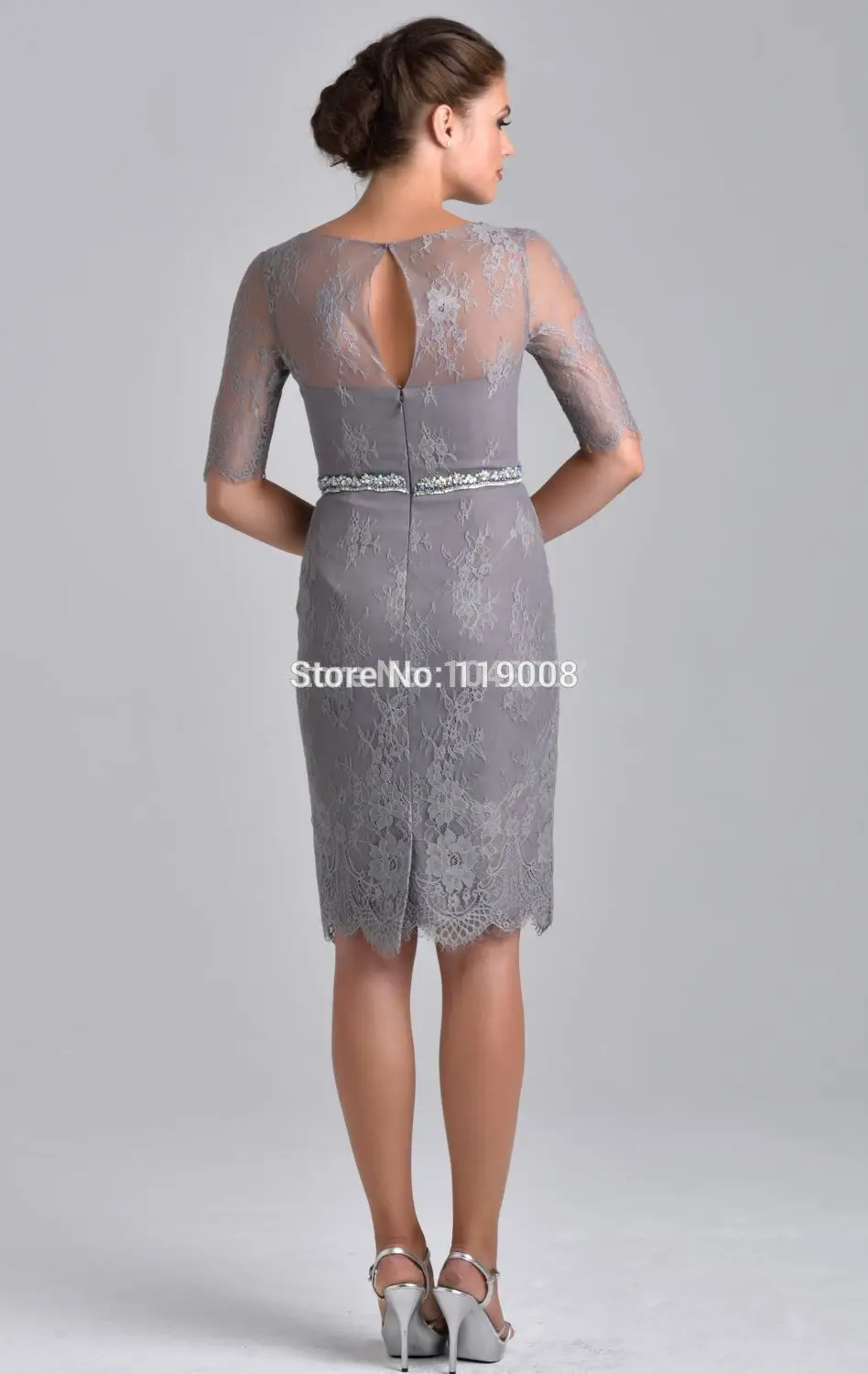 New Arrival 2015 Special Occasion Dress Elegant Lace Beaded Mother of the Bride Dresses With Half Sleeves Knee Length | Свадьбы и