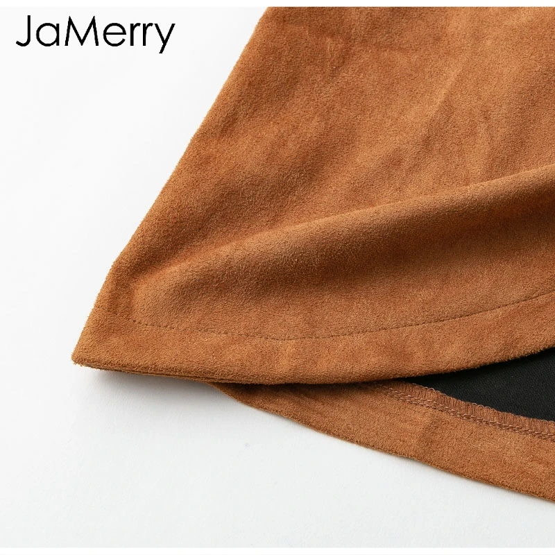 JaMerry, замшевая юбка с асимметричным поясом, Женская облегающая кожаная зимняя юбка,, сексуальная уличная одежда, высокая талия, короткие юбки для женщин