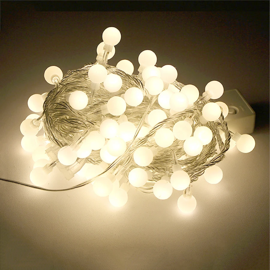 

10M 100pcs Ball LED String Light Fairy Garland Patio Starry Lights For Wedding Party Christmas Lights Outdoor lighting 220V 110V