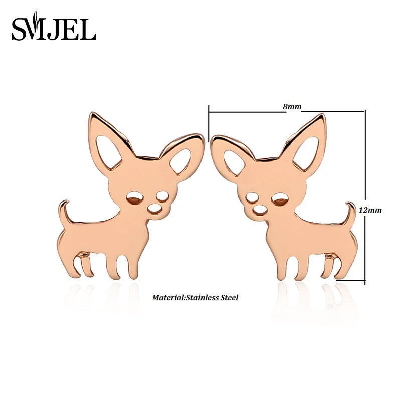 Новые серьги SMJEL из нержавеющей стали черные для чихуахуа шпилька в виде собаки