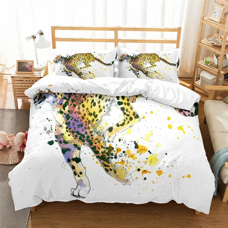 Комплект постельного белья с леопардовым принтом 3D рисунком животных раннего