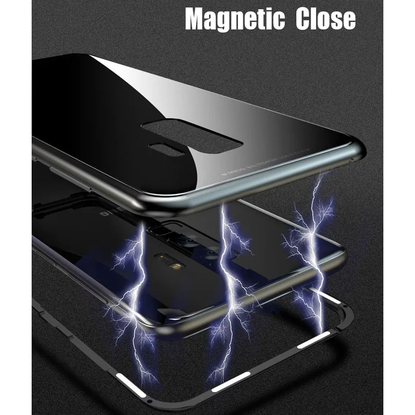 Magnet magnetic Adsorption Aluminum Metal Bumper For Galaxy S10 S9 Plus S8 S7 Edge Note 9 8 With 9H Glass Back Cover Case S907 |