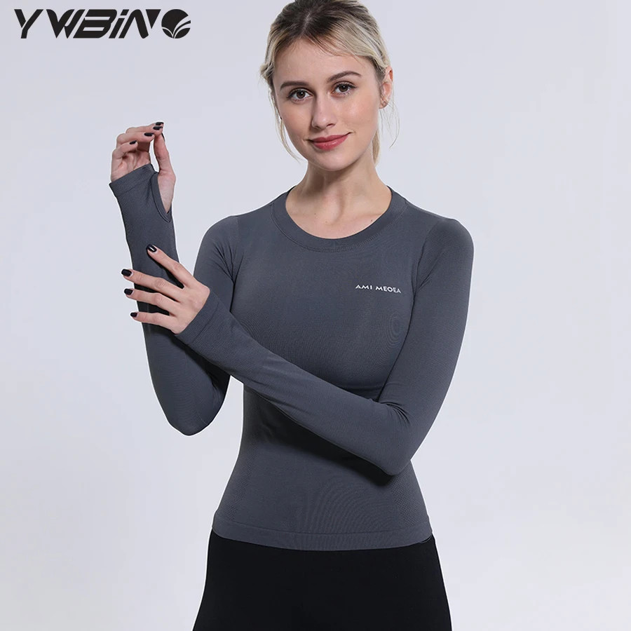 YWBIN женская спортивная одежда Топ Фитнес женский трикотаж бесшовные с длинным