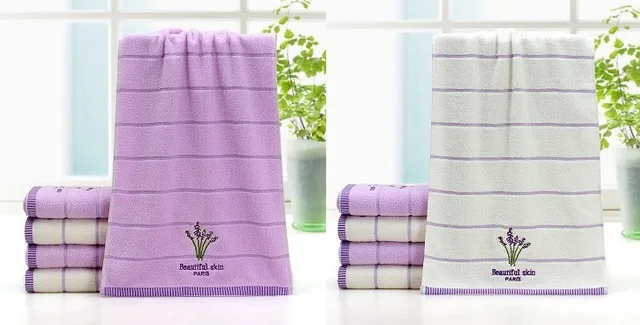 1PC purple 1PC white Новые белые фиолетовые элегантные бледно-лиловый хлопок махровые полотенца для взрослых уход за кожей лица банные полотенца для рук Toallas de Mano 2 шт./компл. 34*75 см - Цвет: 1PC purple 1PC white