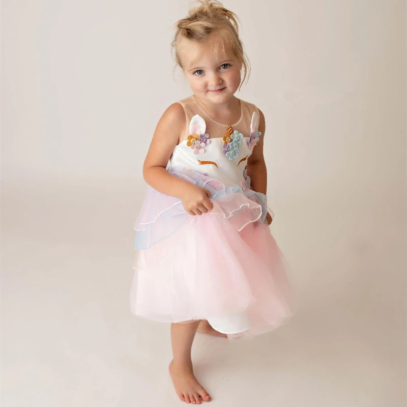 Детское фатиновое платье с единорогом вышивкой для девочек | Детская одежда и