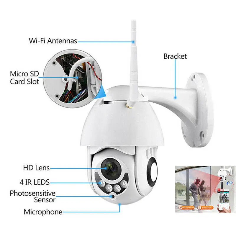 Wifi камера наружная PTZ IP камера H.264X 1080p скоростная купольная CCTV Камера Безопасности s IP камера wifi Внешняя 2MP IR домашняя съемка