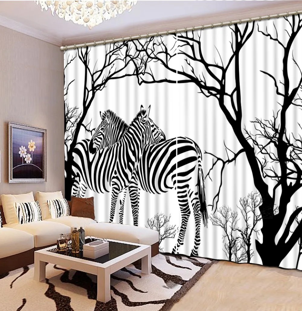 

customize 3d curtains Custom Abstract zebra kids blackout curtains For living room bedrooms kitchen curtains design
