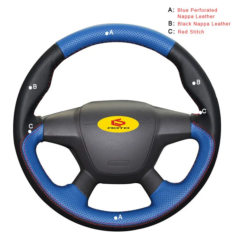 Nappa Leather Оплетка на крышке рулевого колеса для Ford Focus 3 2012- Kuga Escape 2013- C-MAX 2011- автомобильные чехлы на руль из кожи - Название цвета: Nappa Leather