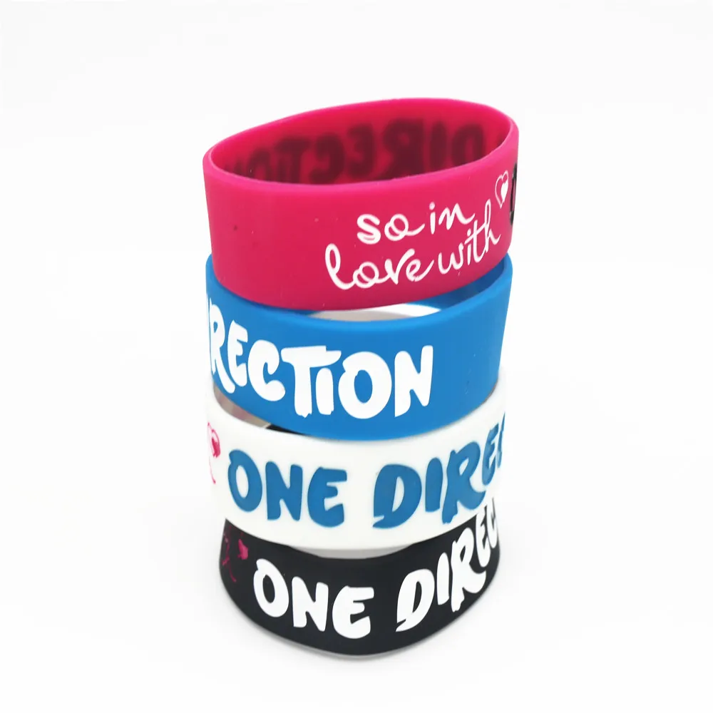 

1PC in Love with One Direction Silicone Wristband Wide 1D Silicone Bracelets & Bangles Music Bands Fans Women Men Jewelry SH205