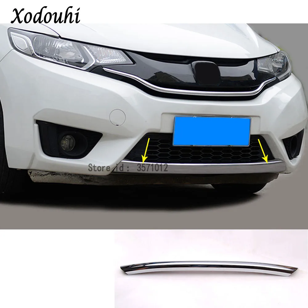 Для Honda Fit jazz стальная гарнитура для кузова бампер двигателя ABS Хромированная Отделка Передняя Нижняя решетка края 1 шт