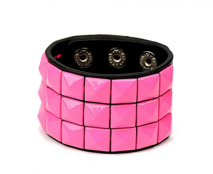 Браслет на запястье мужской из синтетической кожи широкая цветная металлическая