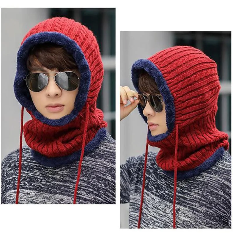 Зимняя теплая трикотажная шапка 2018 мужские шапки шарфики женские с бархатной