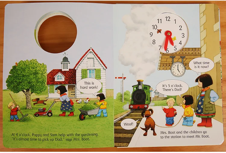 Usborne рассказать время на 3D изображение английские детские флип книги серии