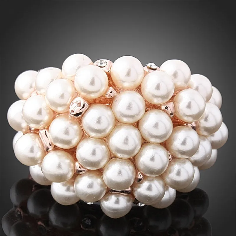 Новинка оптовая продажа роскошь розового золота цвета Полный Имитация жемчуг