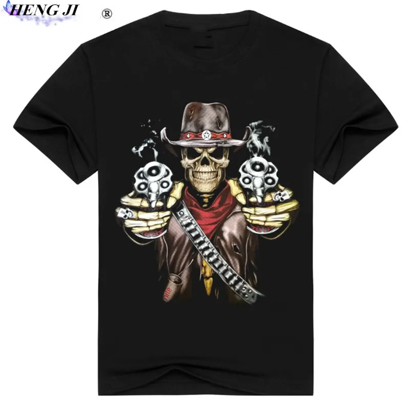 Мужской 3D смерть череп футболка с короткими рукавами чистый хлопок круглый
