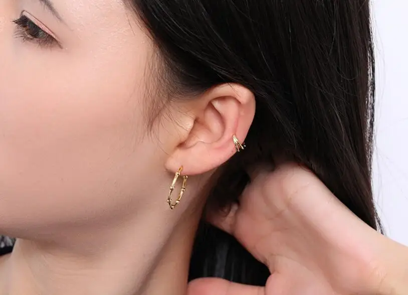 Золотые серьги-клипсы без проколов не ПРОКАЛЫВАЮЩИЕ серьги клипсы для ушей из