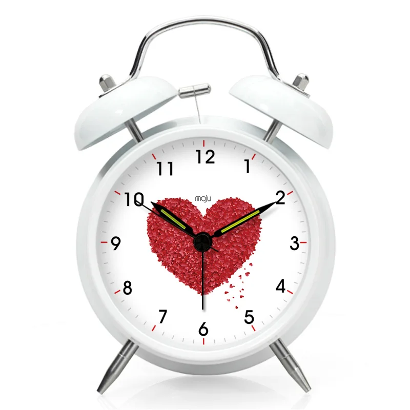 4 дюймовый белый ночной домашний будильник с красным сердцем милые студенческие
