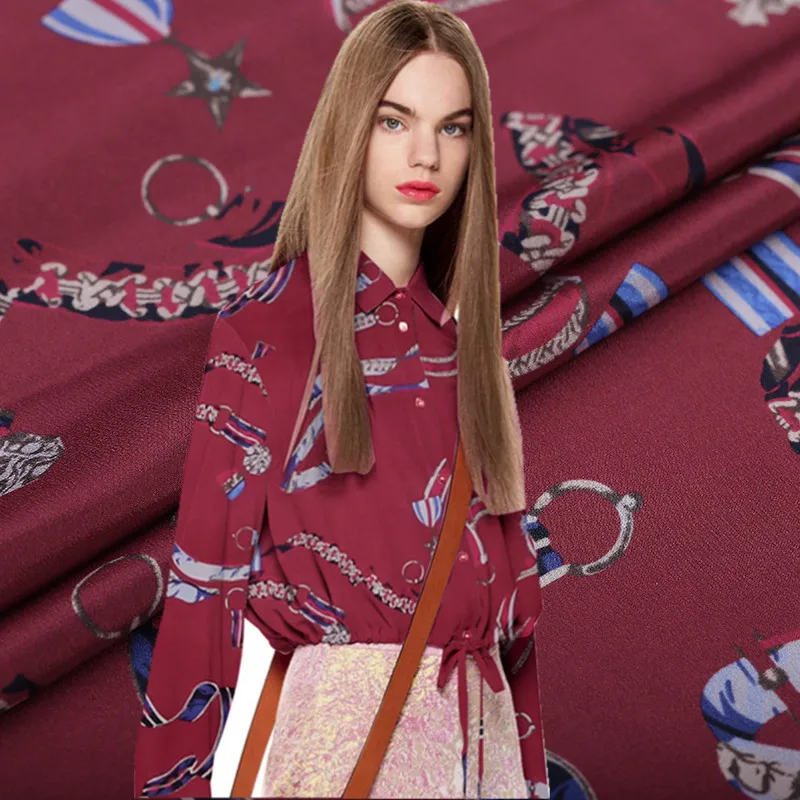 2018 Новый chainfabric цифровой живописи Крепдешин шелковой ткани для летнее платье