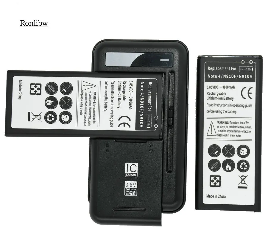 Ronlibw 2 шт. EB BN910BBE запасная батарея + зарядное устройство для Samsung Galaxy Note 4 Note4 N910H N910A