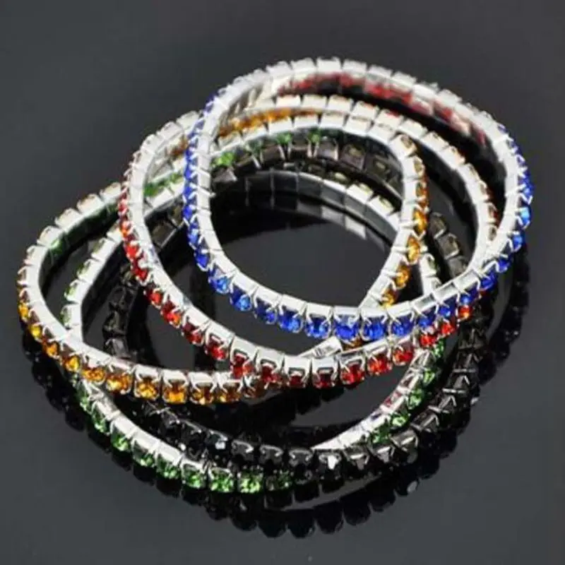 Женский эластичный браслет стразы с кристаллами серебряного цвета|gifts wall|gifts for