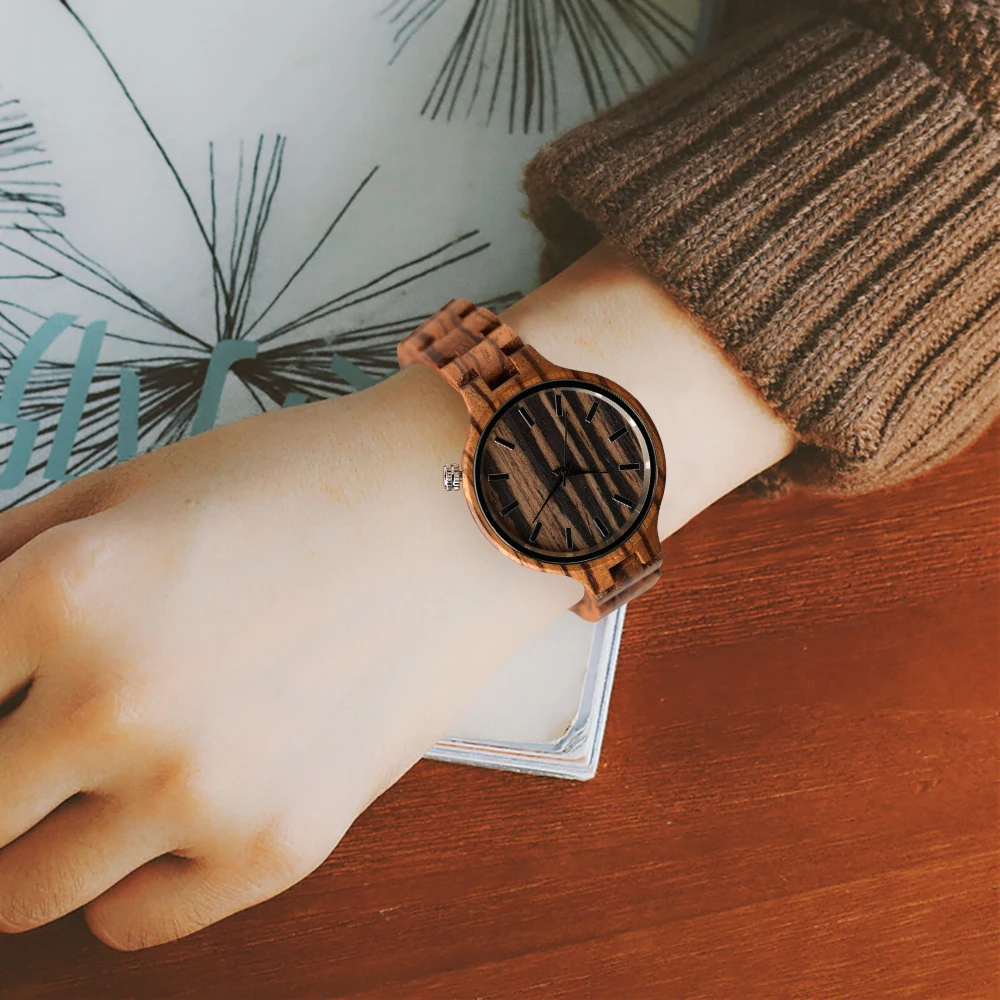 

Full Bamboo Wooden Watch Female Minimalist Nature Wooden Watchband Quartz Bangle Watches Girl Christmas Gift Relogio