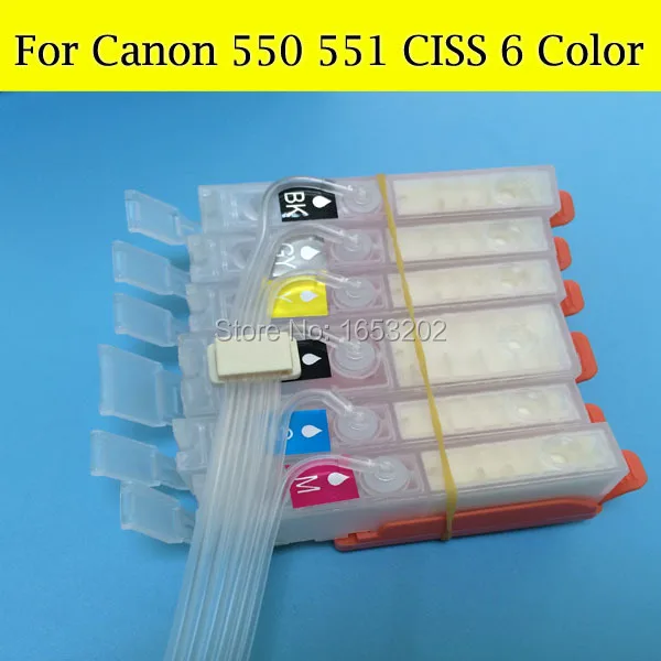 6 цветов/комплект система СНПЧ для Canon PGI550 CLI551 550 551 551GY MG6350 плоттер с трубкой |