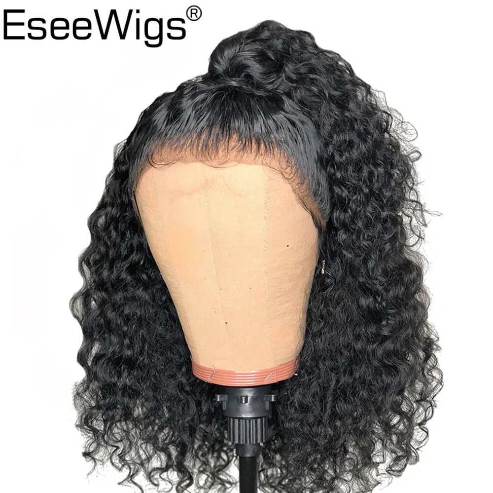 Eseewigs кудрявые полные парики шнурка предварительно Plukced бразильские волосы Remy человеческие волосы парик с натуральные детские волосы вокруг для черных женщин
