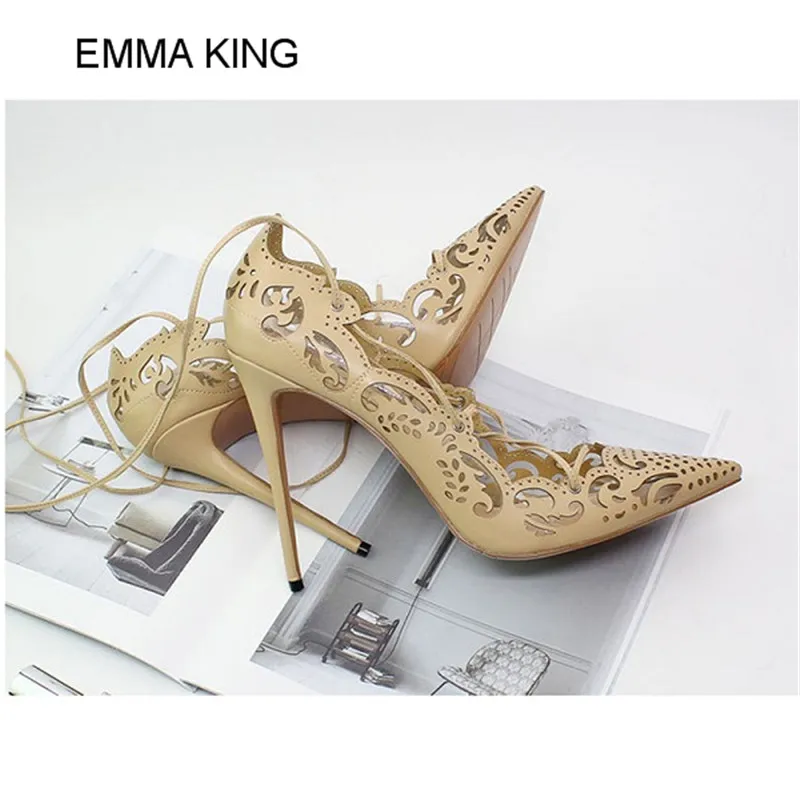 Emma king/элегантные женские туфли лодочки с лазерной резкой модельные на высоком